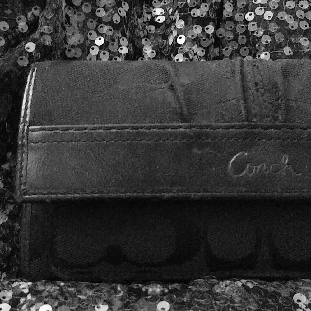 Black Coach Jacquard Checkbook Wallet